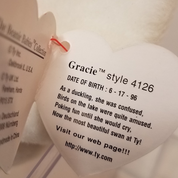 TY Gracie the Swan Beanie Baby Clear Case 90s Y2K - Picture 3 of 5